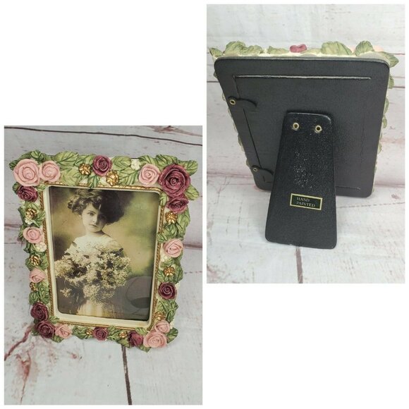 Porcelain Floral Embossed Hand Painted Picture Frame - Picture 2 of 8